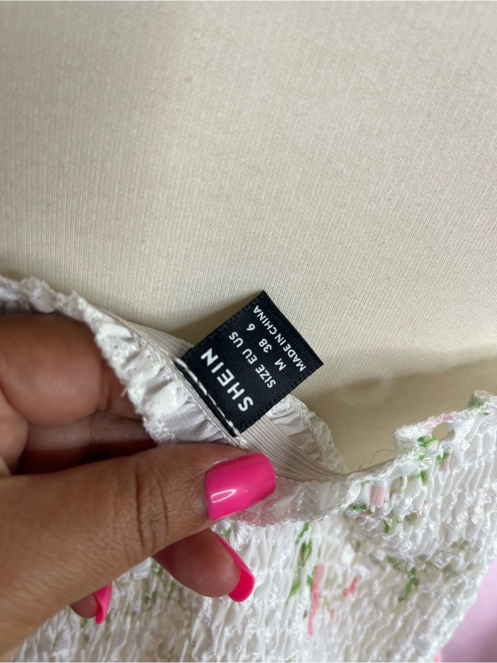 SHEIN White Maxi Dress with Pink Floral Print - Picture 9 of 9